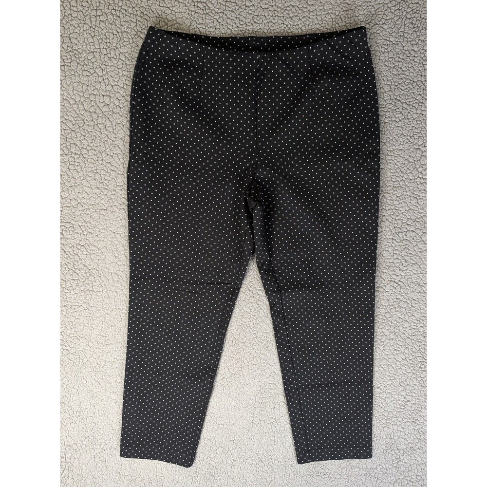 J. Jill Women's Pants Ponte Slim Leg Blackstone Polkadot Black Size Large